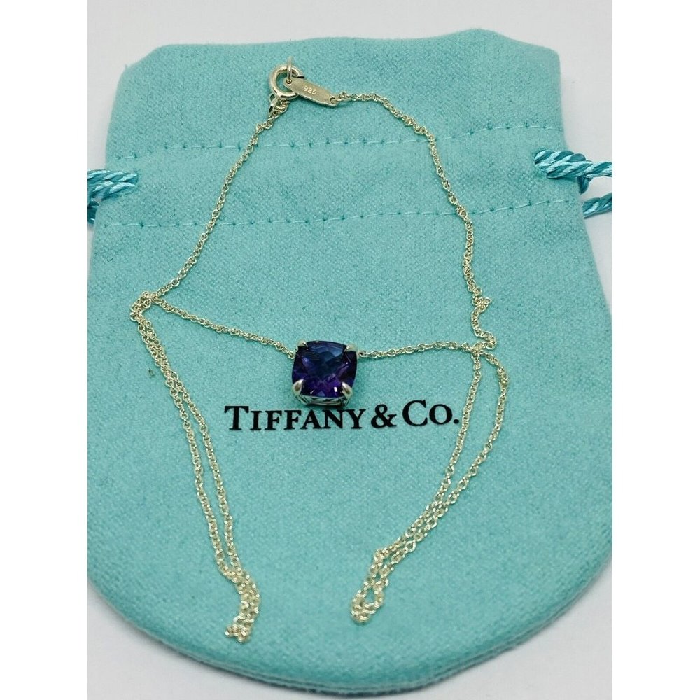 TIFFANY & Co Sparklers Amethyst Gemstone Necklace 16” pouch